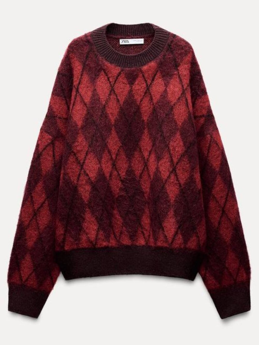Zara Knit Argyle Sweater S
